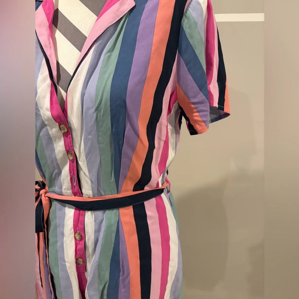 Abercrombie & Fitch Pastel Striped Button Romper - Picture 5 of 8